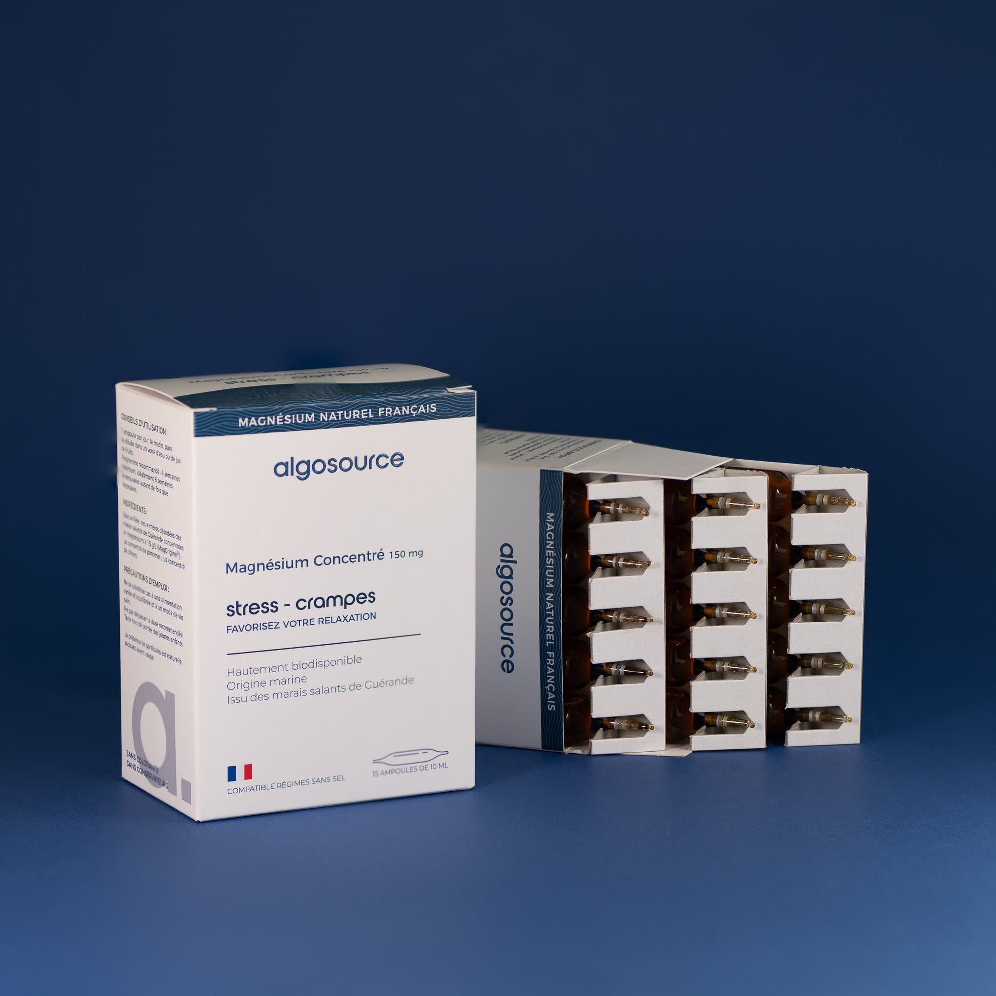15 ampoules de magnésium concentré 150 mg pour favoriser la relaxation et la détente musculaire
