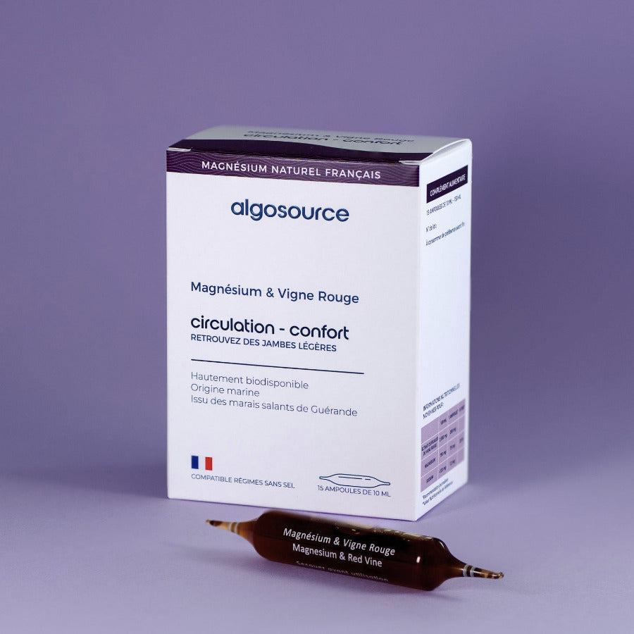 15 ampoules de magnesium marin de guerande avec vigne rouge