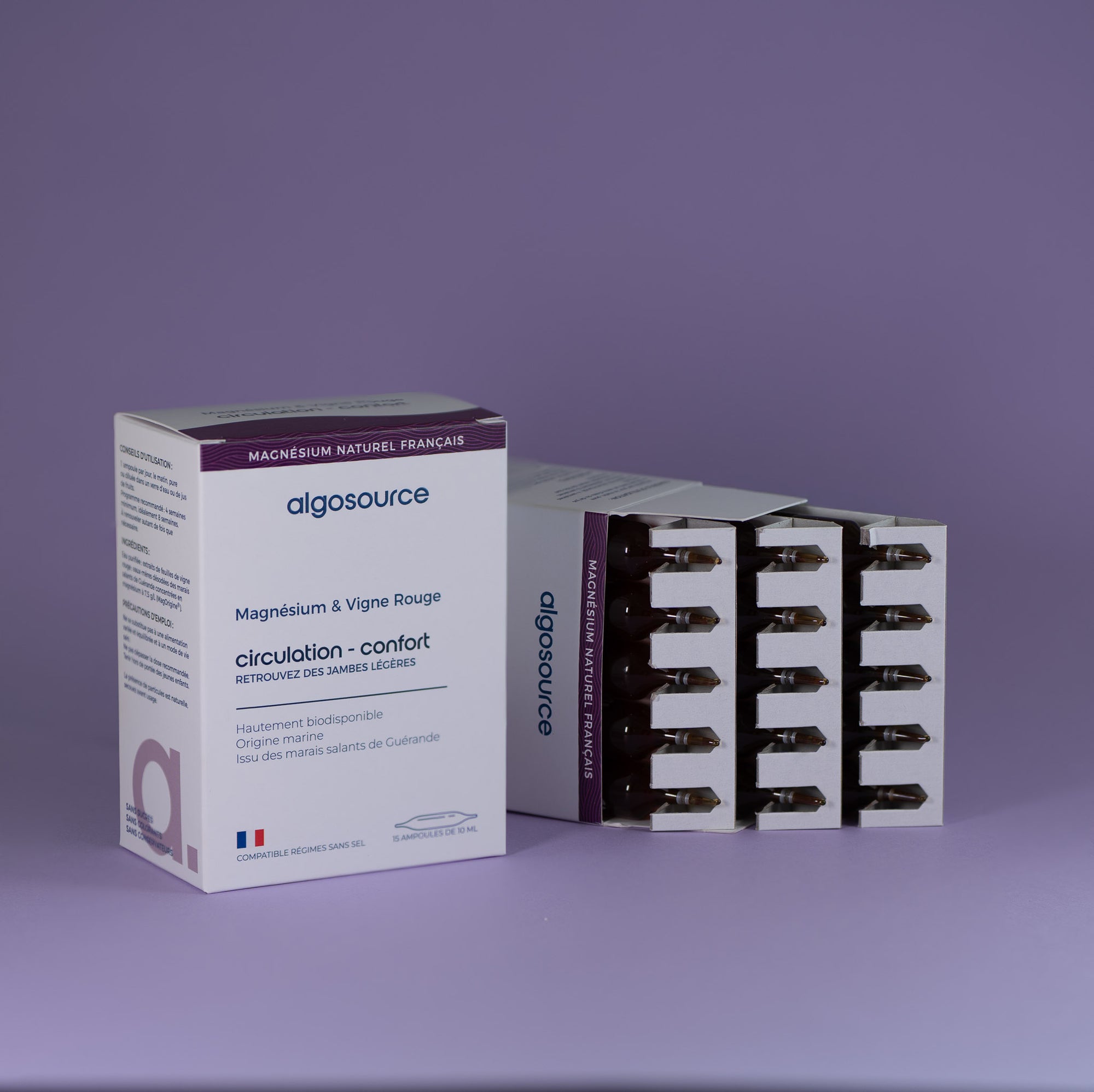 15 ampoules de magnésium et vigne rouge pour des jambes légères