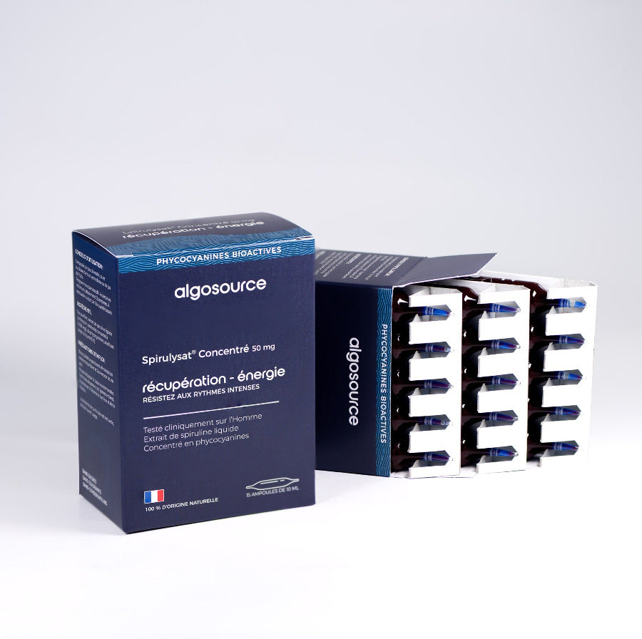 15 ampoules de phycocyanines concentrées en spirulysat.