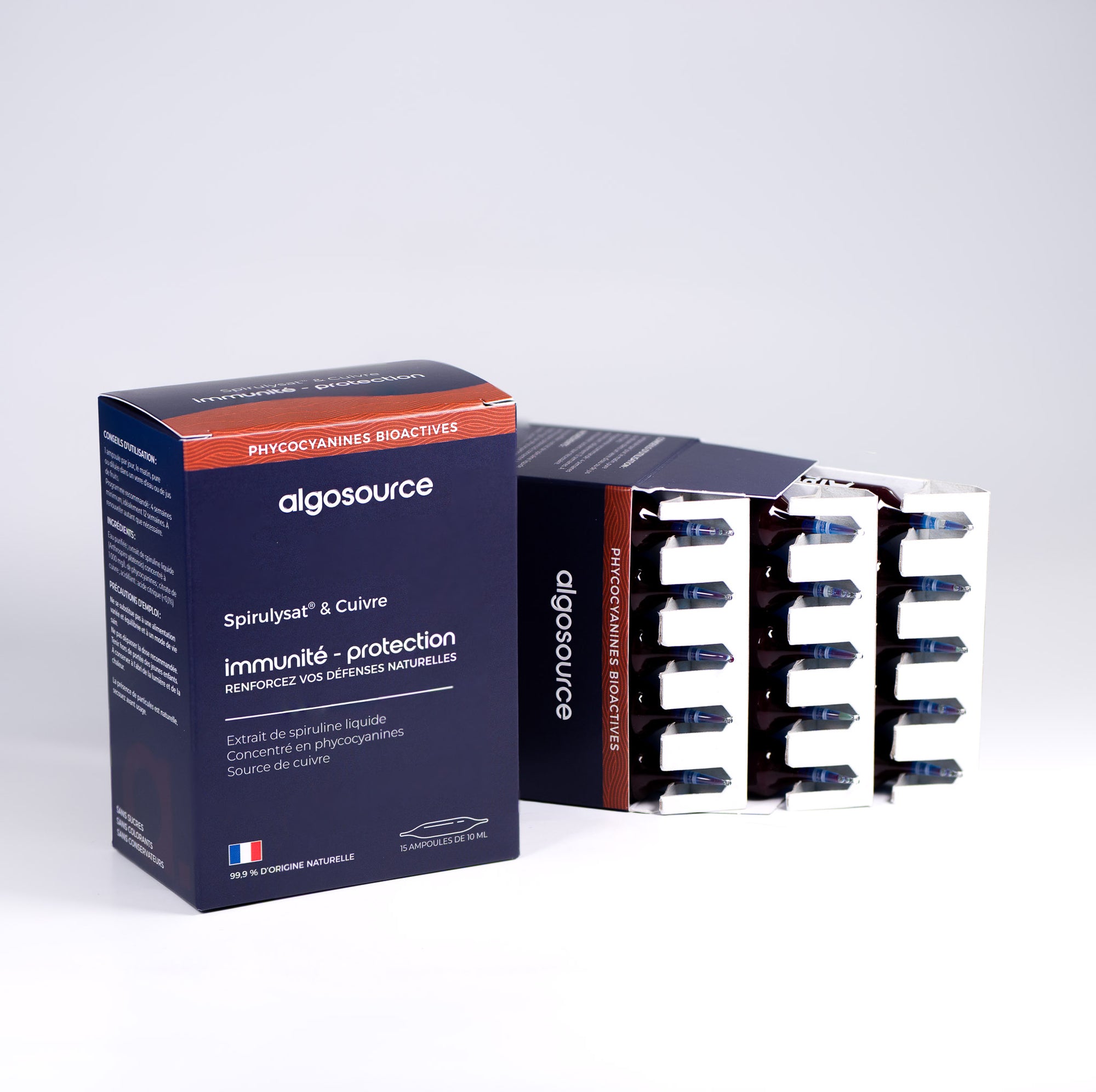 15 ampoules spirulysat et cuivre pour l'immunité et la protection
