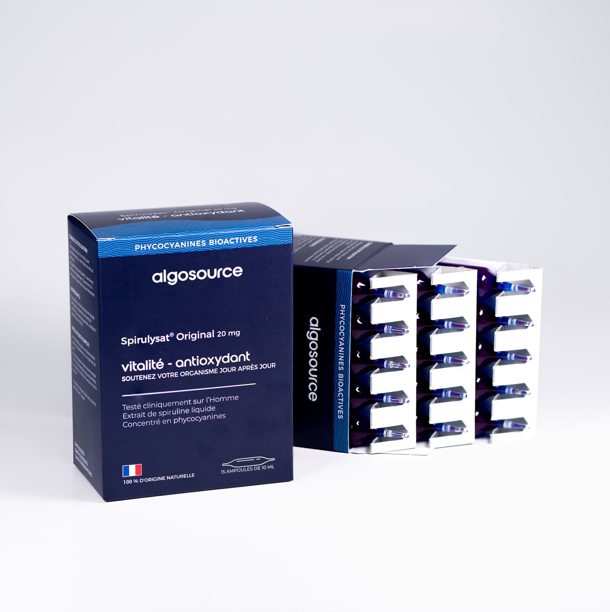 15 ampoules de phycocyanines liquide pour la vitalité et l'antioxydation