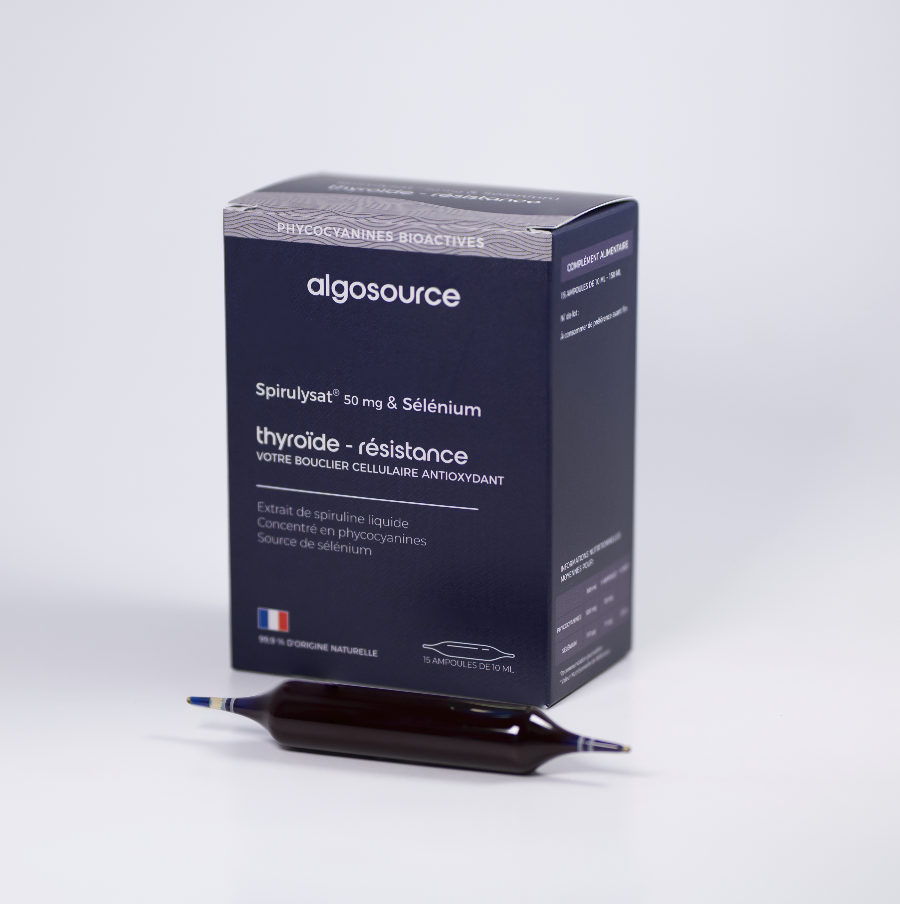 15 ampoules de spiruline liquide bleue avec phycocyanines et sélénium