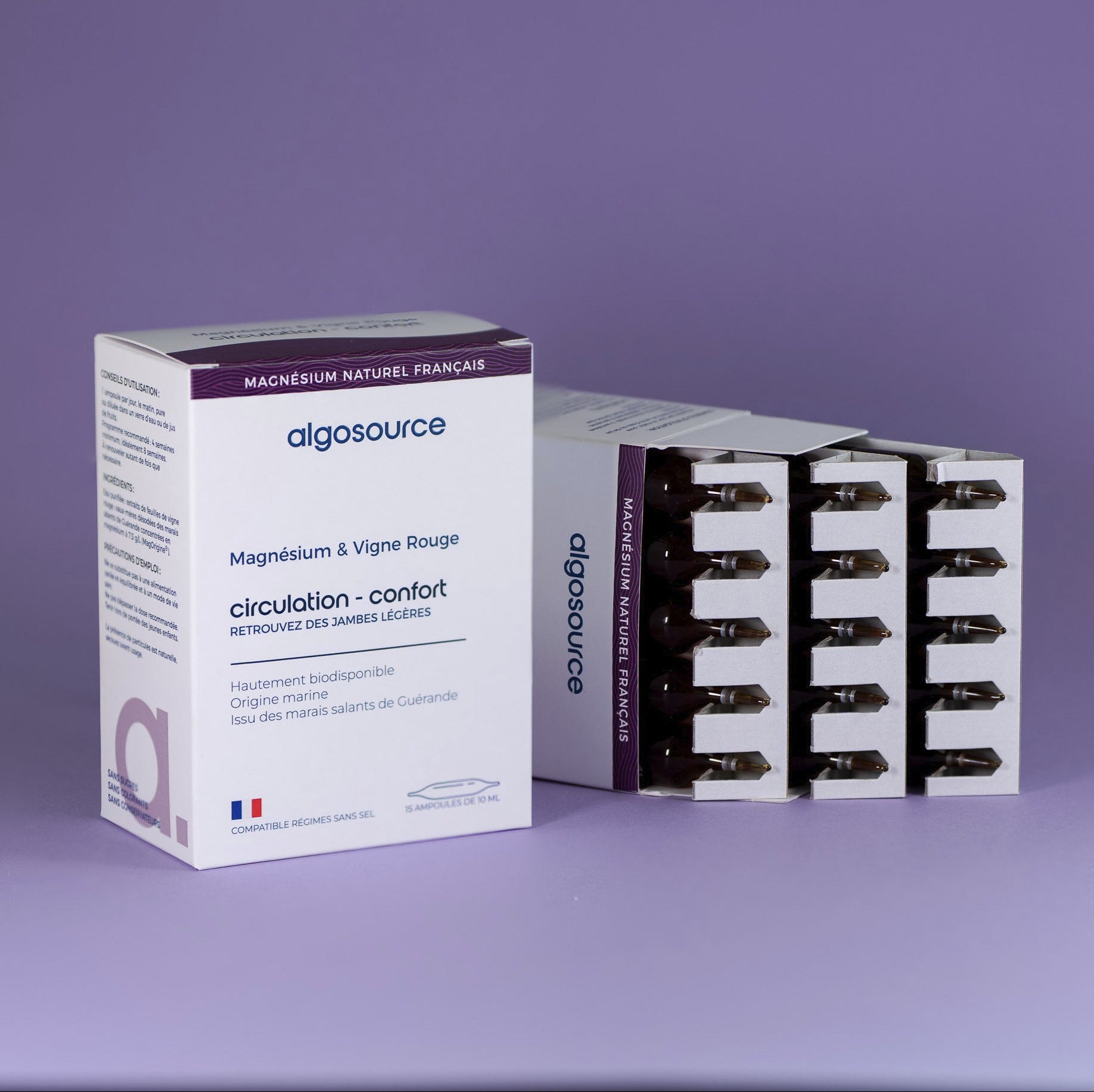 confort et circulation sanguine grâce au magnésium vigne rouge d'algosource