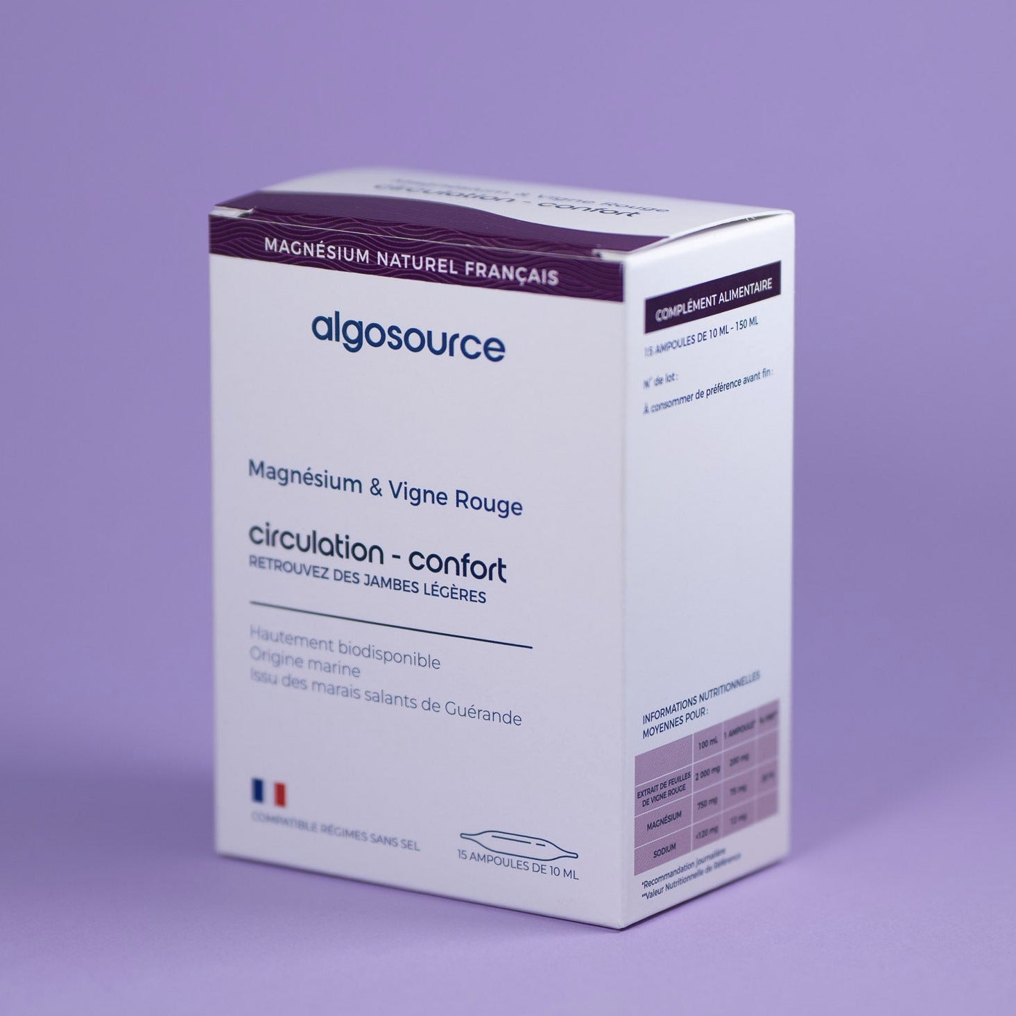 retrouvez des jambes légères grâce au magnésium marin d'algosource et aux extraits de feuilles de vigne rouge