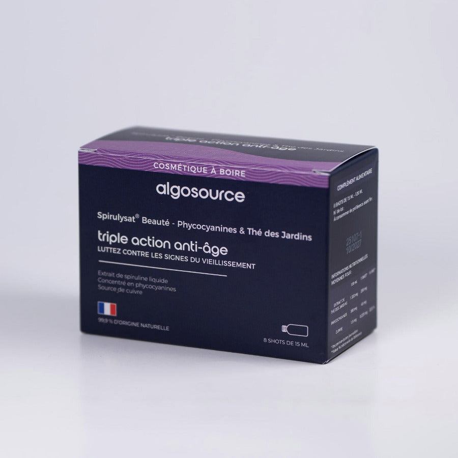 Action anti âge contre les signes du vieillissement grâce a la cosmetique à boire d'algosource