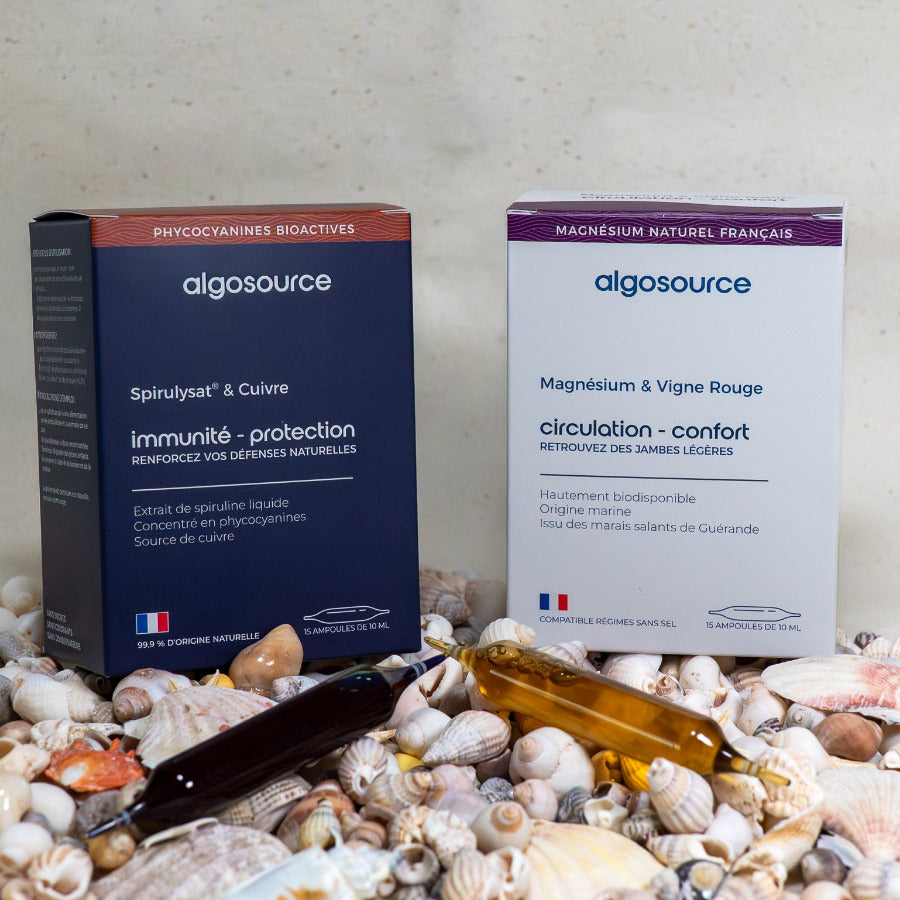 Magnésium et vigne rouge circulation sanguine et spirulysat et cuivre soleil